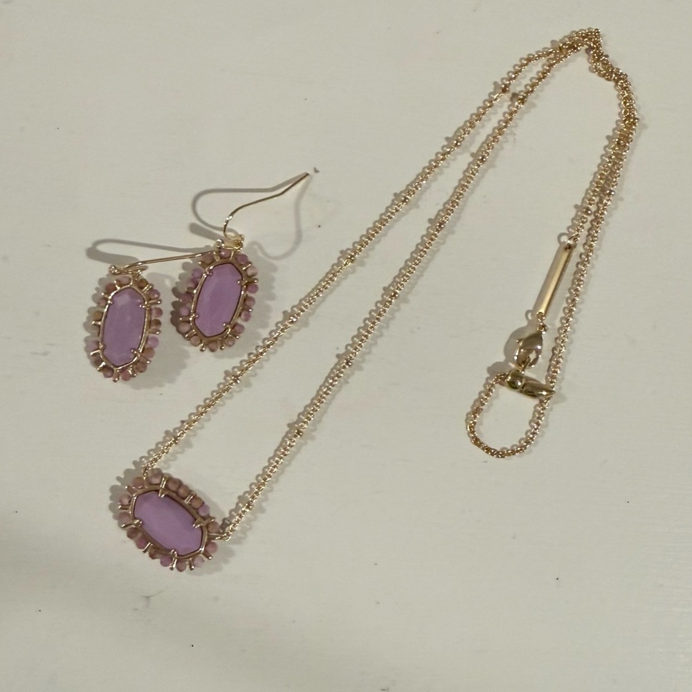 Kendra Scott Gold and Lavender Necklace Set